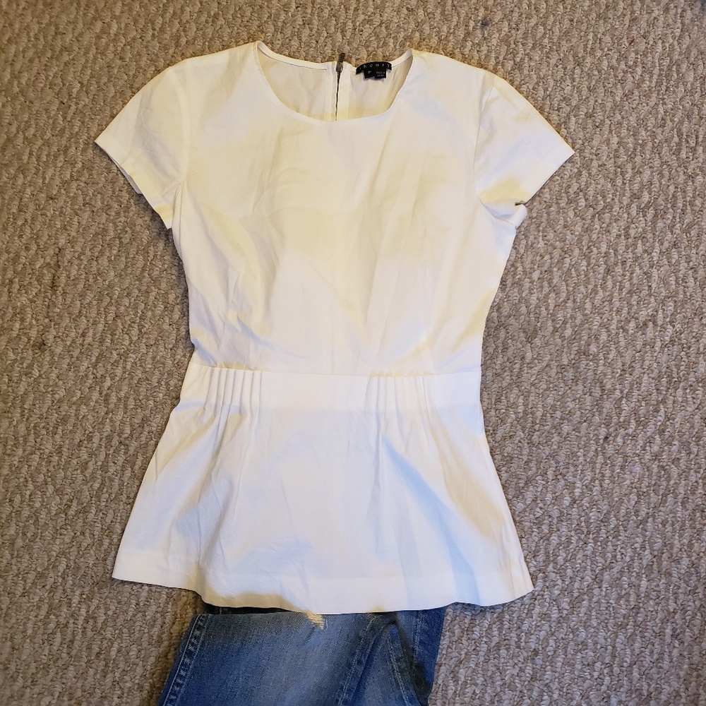 Theory white peplum top
